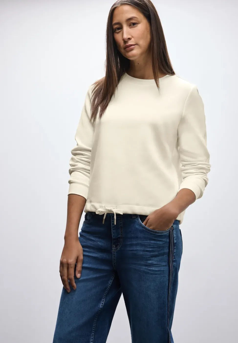 Sweatshirt mit Rippdetail