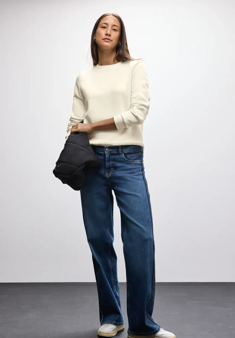 Sweatshirt mit Rippdetail