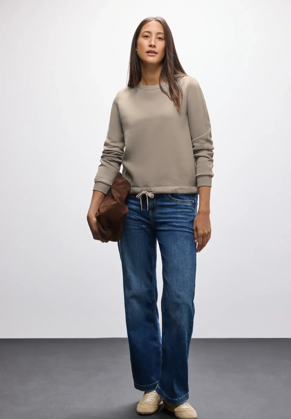 Sweatshirt mit Rippdetail