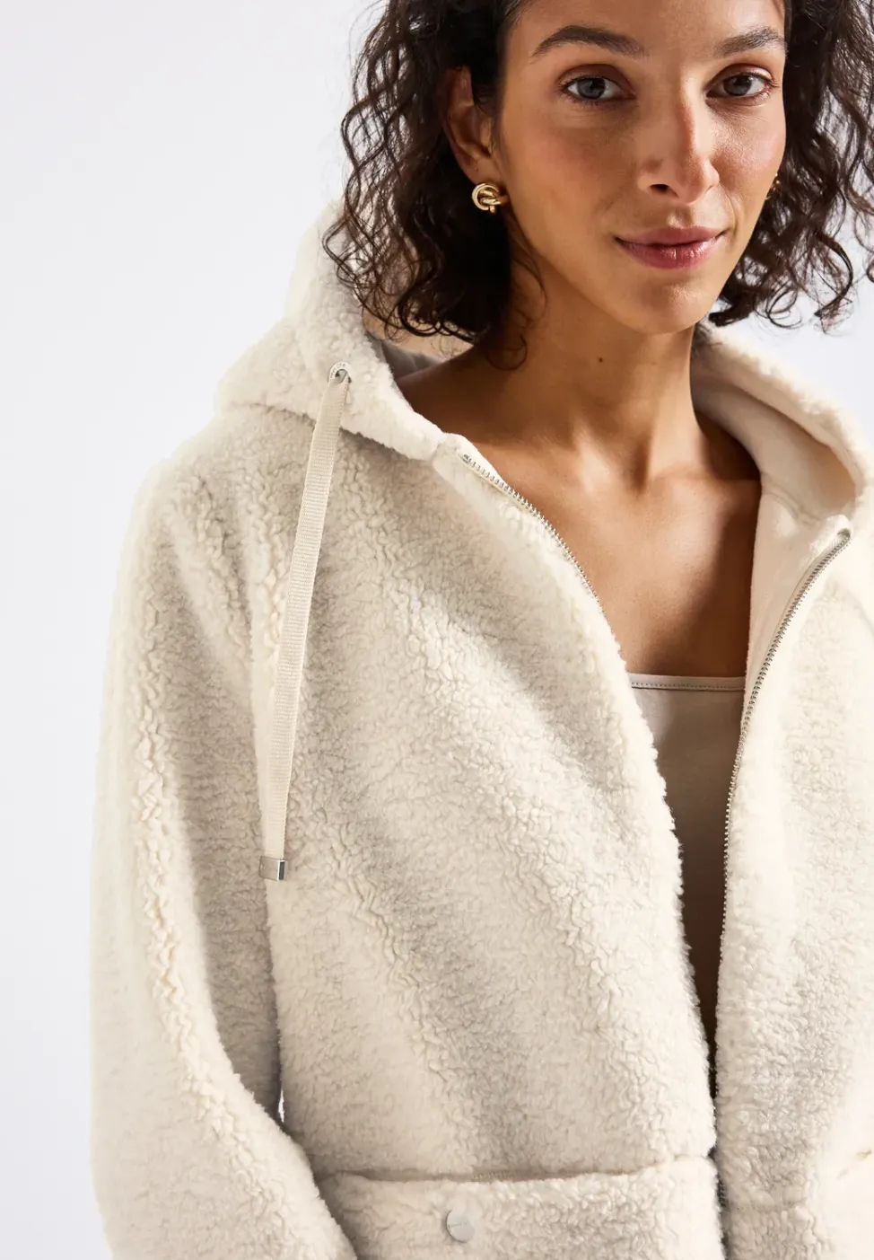 Teddy Jacke mit Kapuze