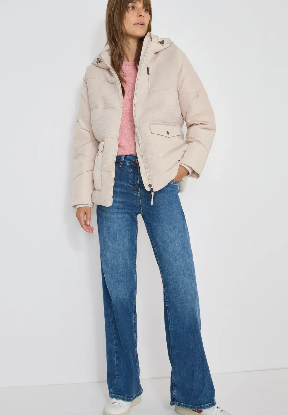 Teddy Jacke mit Strukturmix