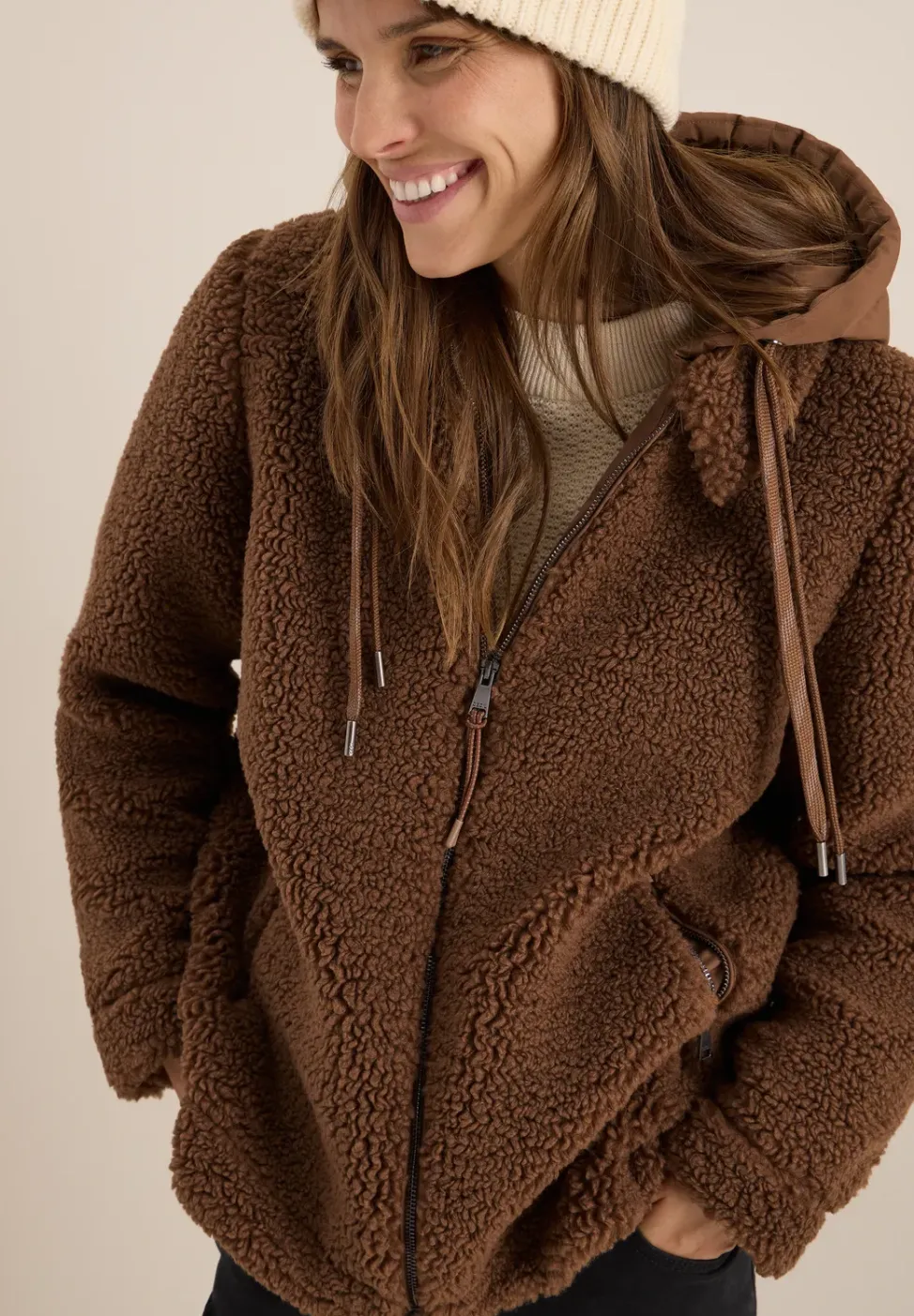 Teddy Overshirt mit Kapuze