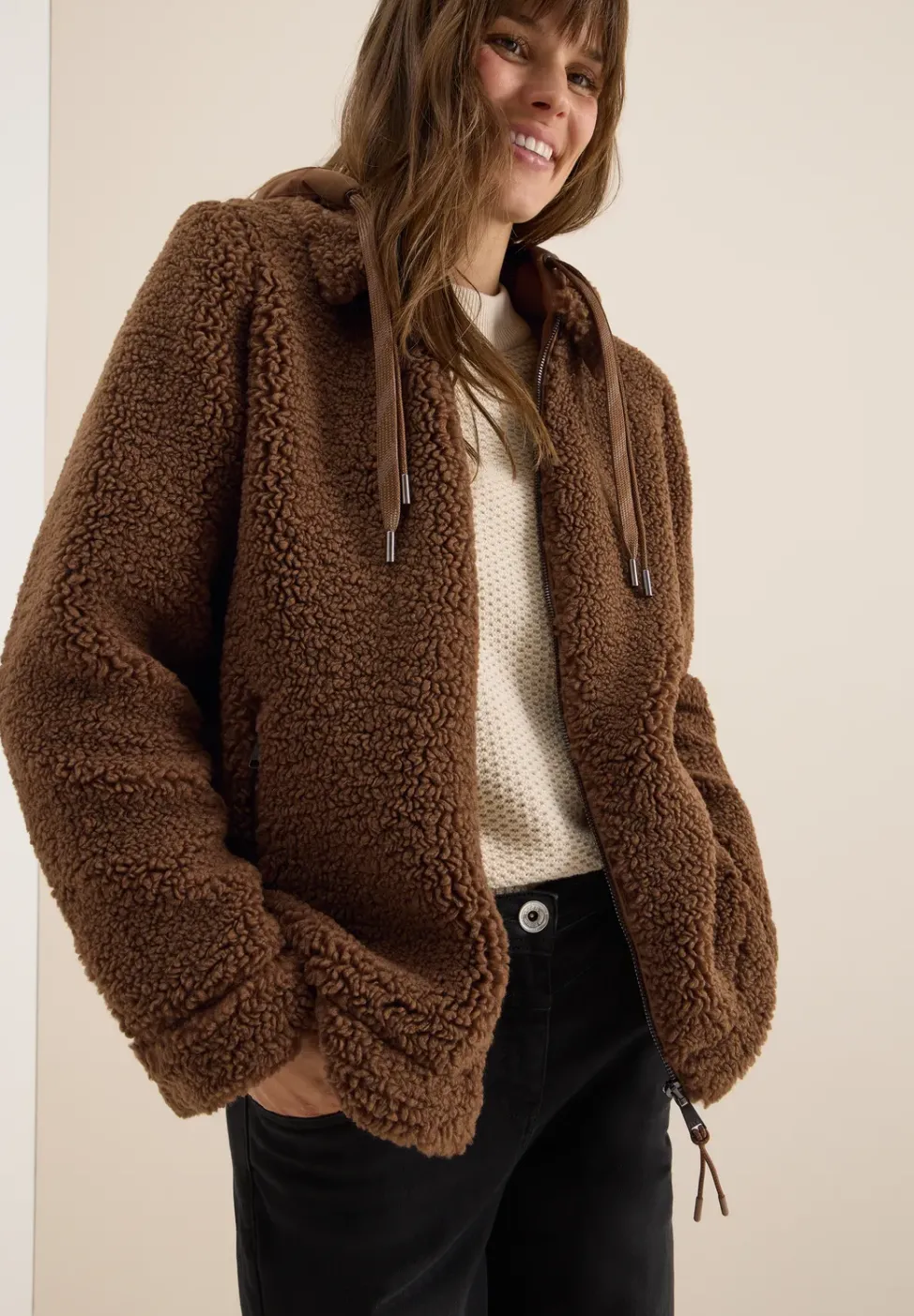 Teddy Overshirt mit Kapuze
