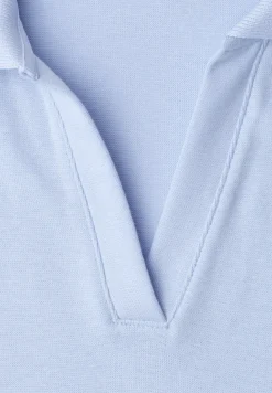 Top in Rippstruktur mit Polokragen