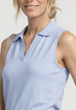 Top in Rippstruktur mit Polokragen