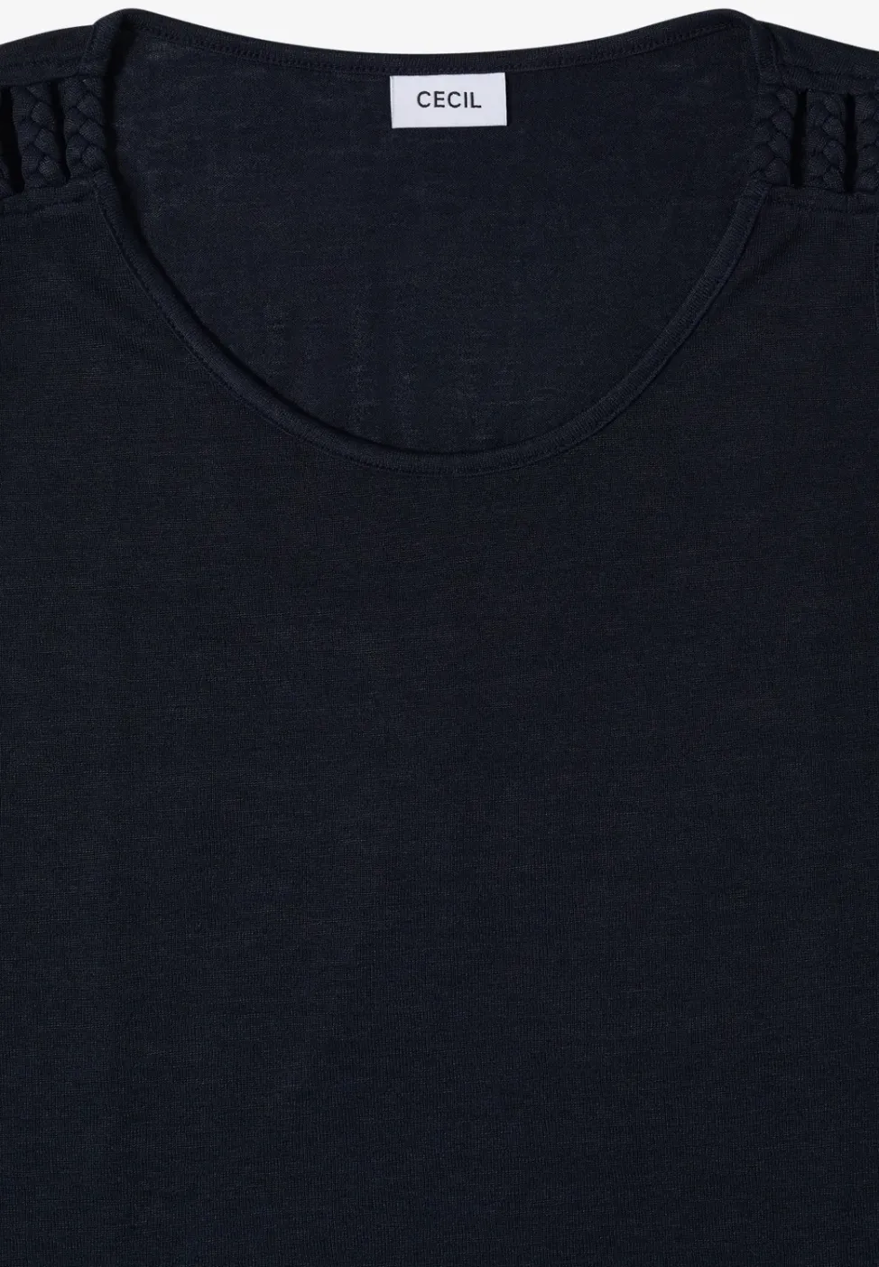Top mit gerundetem V-Neck und Flechtdetail