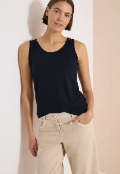 Top mit gerundetem V-Neck und Flechtdetail