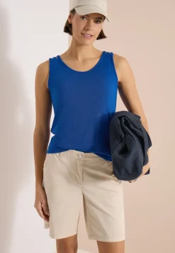 Top mit gerundetem V-Neck und Flechtdetail