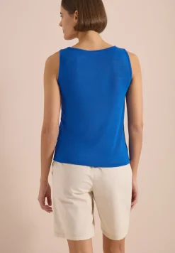Top mit gerundetem V-Neck und Flechtdetail