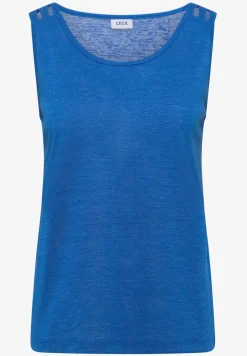 Top mit gerundetem V-Neck und Flechtdetail