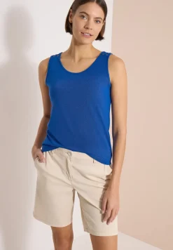Top mit gerundetem V-Neck und Flechtdetail