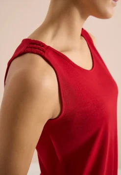 Top mit gerundetem V-Neck und Flechtdetail