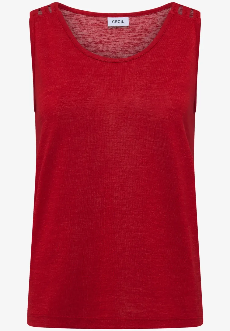 Top mit gerundetem V-Neck und Flechtdetail