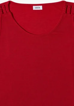 Top mit gerundetem V-Neck und Flechtdetail