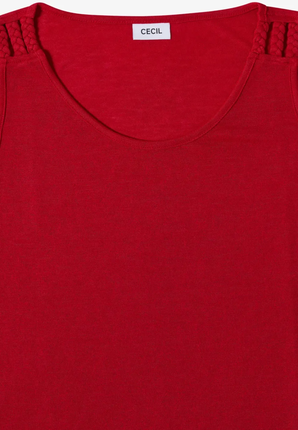 Top mit gerundetem V-Neck und Flechtdetail