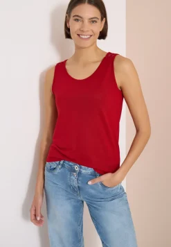 Top mit gerundetem V-Neck und Flechtdetail