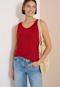 Top mit gerundetem V-Neck und Flechtdetail