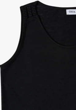 Top mit gerundetem V-Neck und Flechtdetail