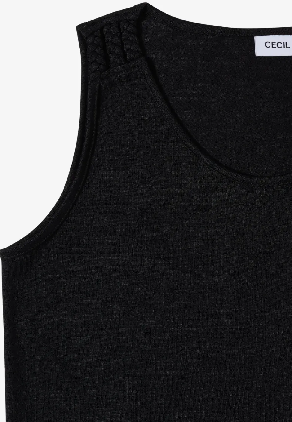 Top mit gerundetem V-Neck und Flechtdetail