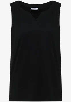 Top mit Split Neck in Unifarbe