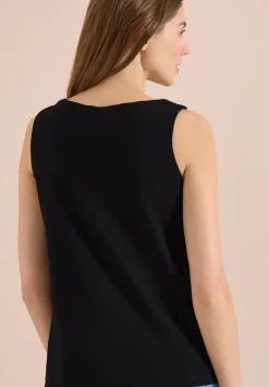 Top mit Split Neck in Unifarbe