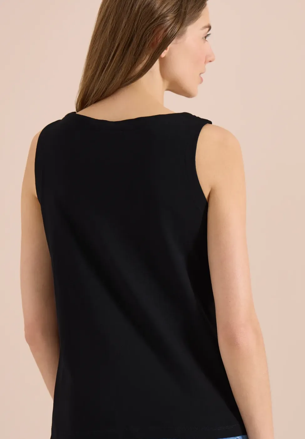 Top mit Split Neck in Unifarbe