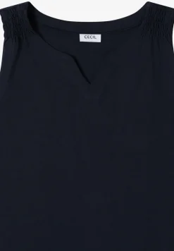 Top mit Split Neck in Unifarbe