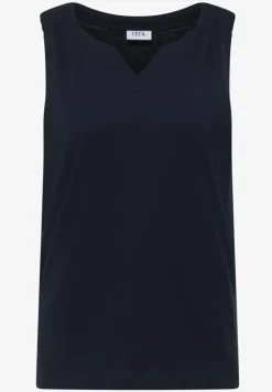 Top mit Split Neck in Unifarbe