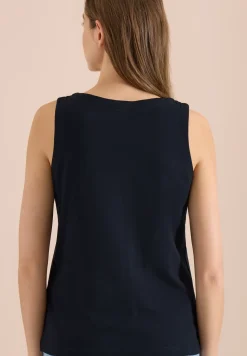 Top mit Split Neck in Unifarbe