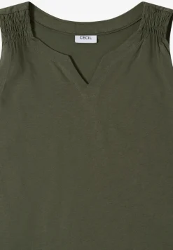 Top mit Split Neck in Unifarbe