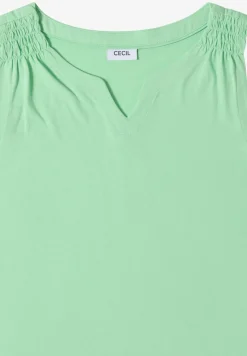 Top mit Split Neck in Unifarbe