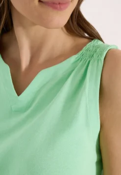 Top mit Split Neck in Unifarbe