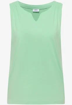 Top mit Split Neck in Unifarbe