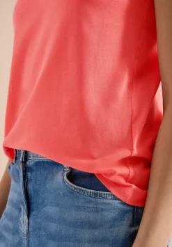 Top mit Split Neck in Unifarbe