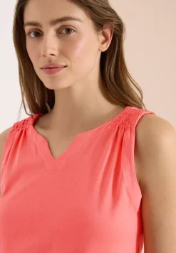 Top mit Split Neck in Unifarbe