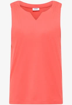 Top mit Split Neck in Unifarbe