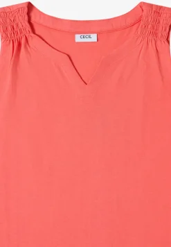 Top mit Split Neck in Unifarbe