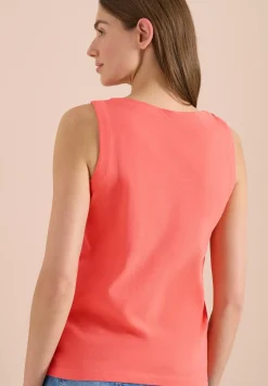 Top mit Split Neck in Unifarbe