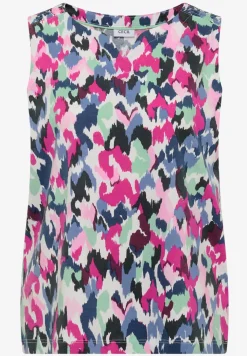 Top mit Split Neck und Print