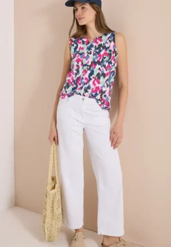 Top mit Split Neck und Print