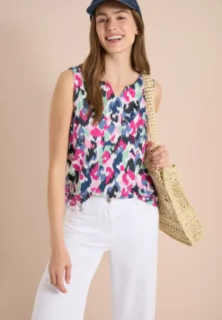 Top mit Split Neck und Print