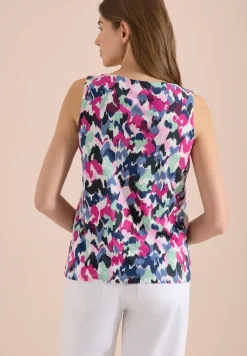 Top mit Split Neck und Print