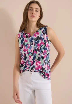Top mit Split Neck und Print
