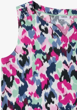 Top mit Split Neck und Print
