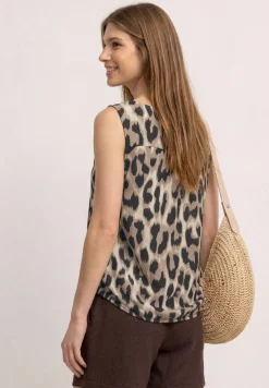 Top mit V-Neck und Elastiksaum