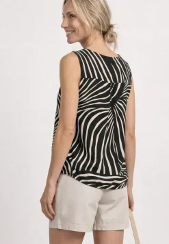 Top mit V-Neck und Elastiksaum