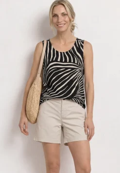 Top mit V-Neck und Elastiksaum