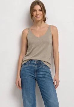 Top mit V-Neck und Glitzerdetails