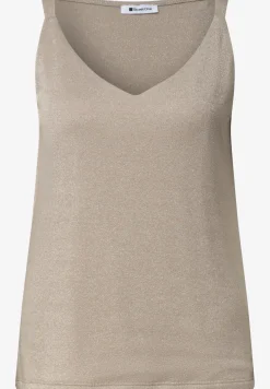 Top mit V-Neck und Glitzerdetails