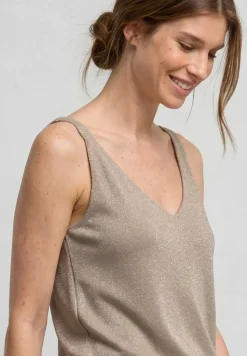 Top mit V-Neck und Glitzerdetails